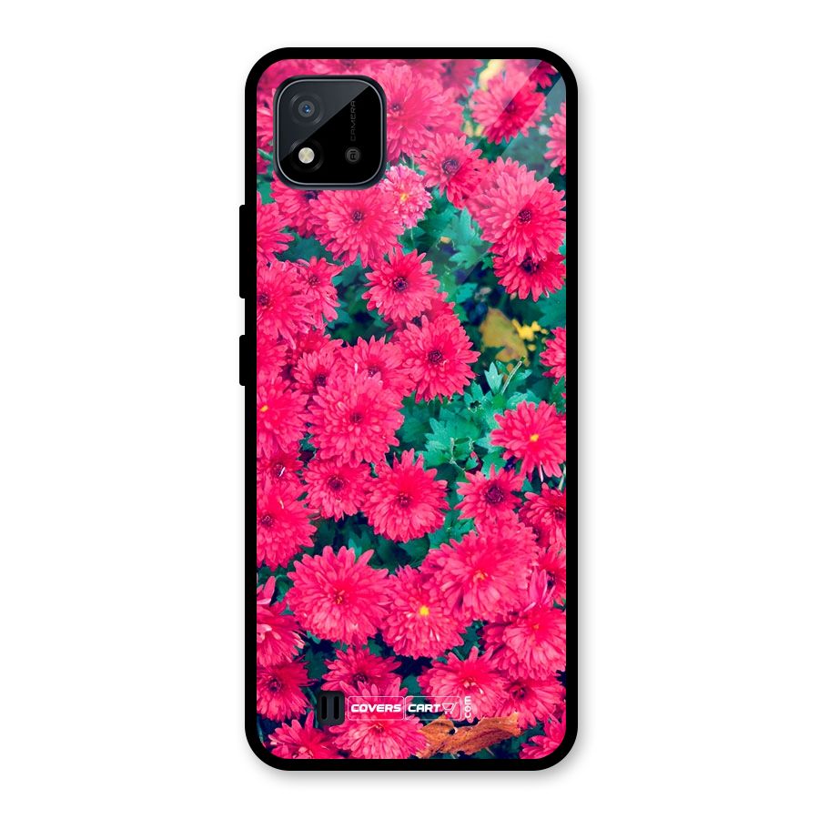 Pink Flowers Glass Back Case for Realme C11 2021