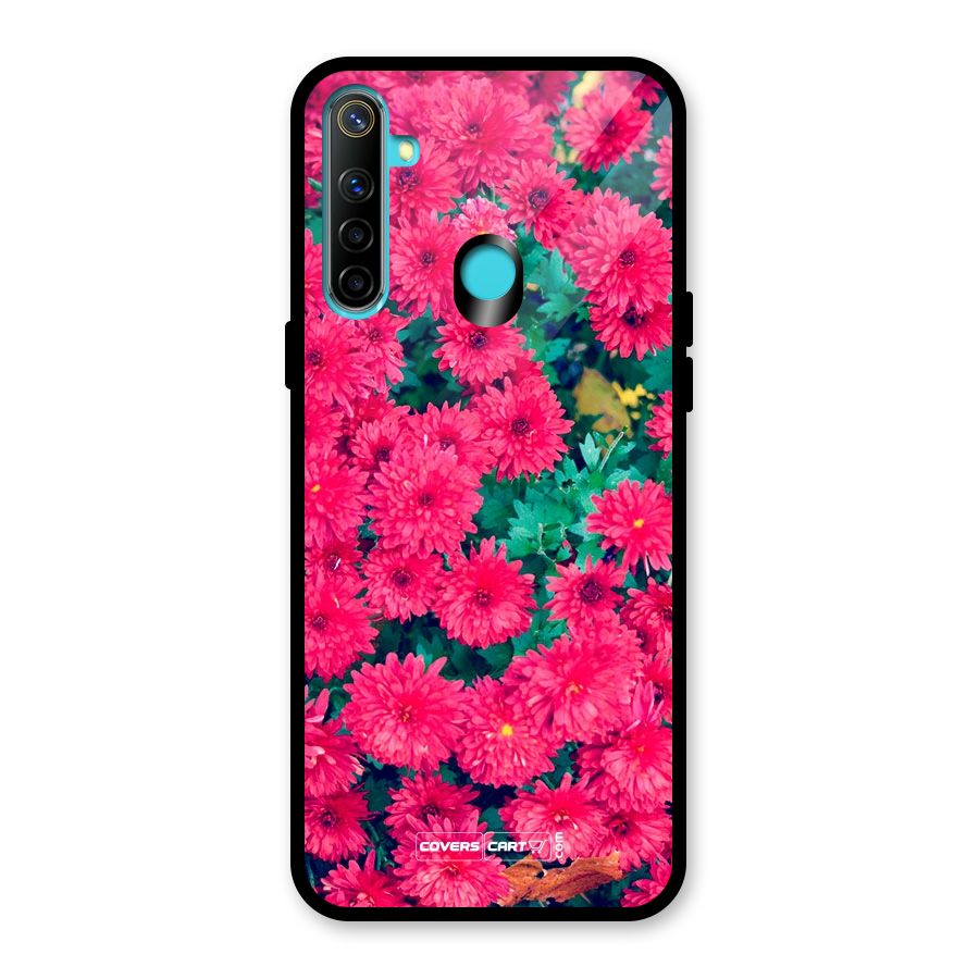 Pink Flowers Glass Back Case for Realme Narzo 10