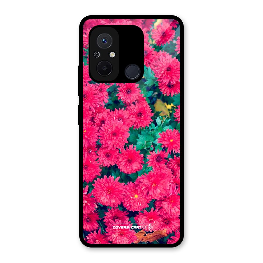 Pink Flowers Glass Back Case for Redmi 12C