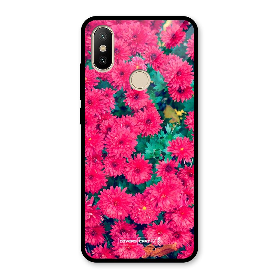 Pink Flowers Glass Back Case for Redmi A2