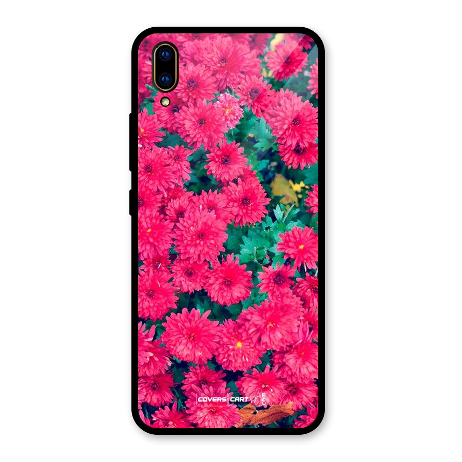 Pink Flowers Glass Back Case for Vivo V11 Pro