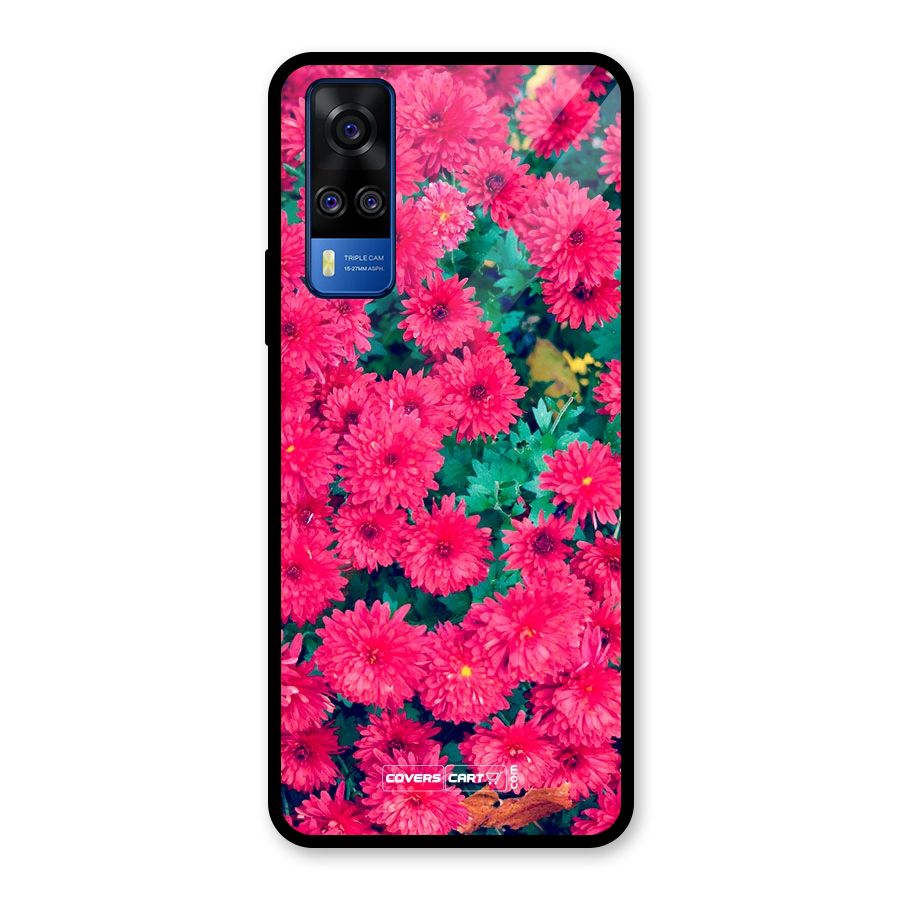 Pink Flowers Glass Back Case for Vivo Y31