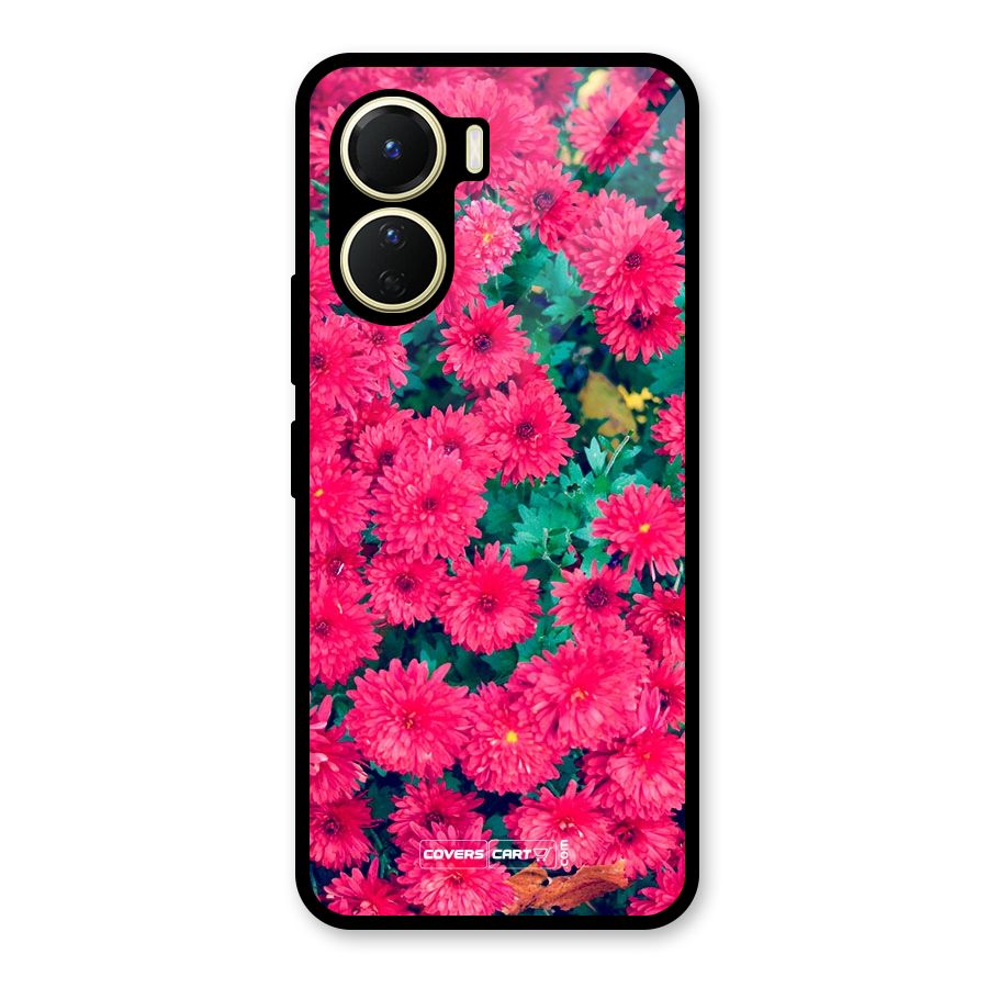 Pink Flowers Glass Back Case for Vivo Y56
