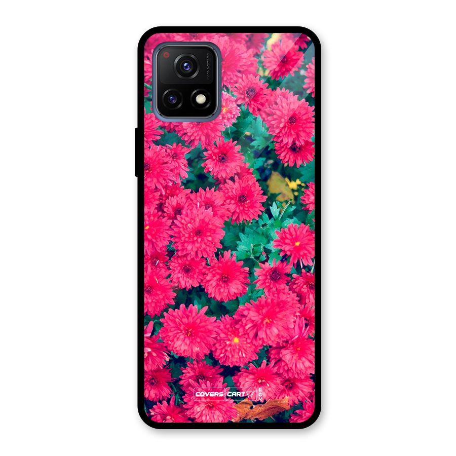 Pink Flowers Glass Back Case for Vivo Y72 5G