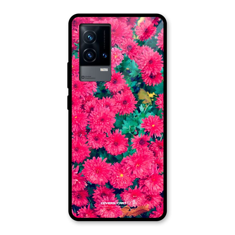Pink Flowers Glass Back Case for iQOO 9 5G