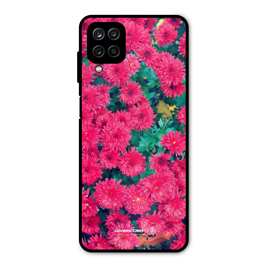 Pink Flowers Metal Back Case for Galaxy A12