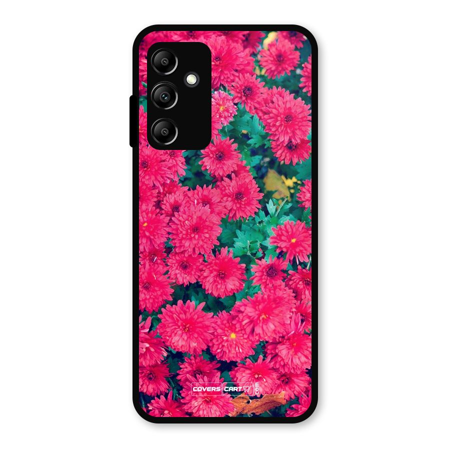 Pink Flowers Metal Back Case for Galaxy A14 5G