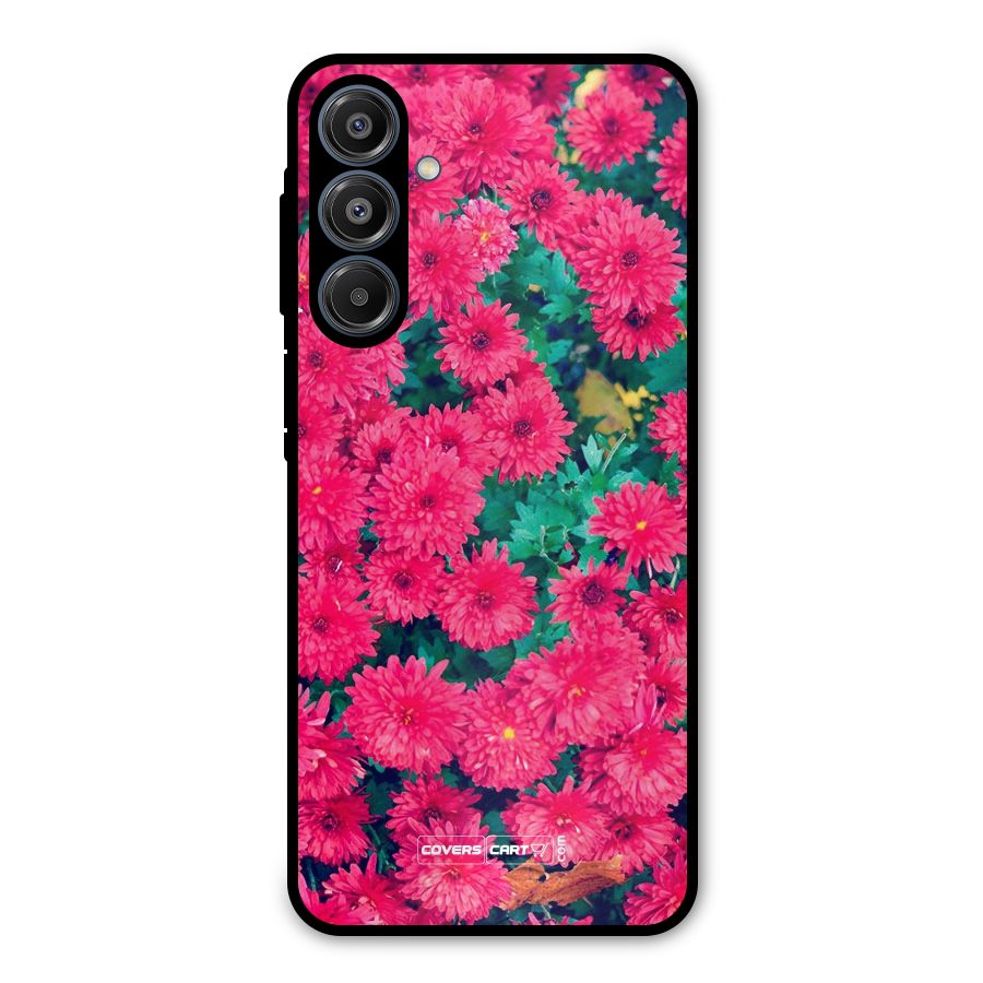 Pink Flowers Metal Back Case for Galaxy A16 5G