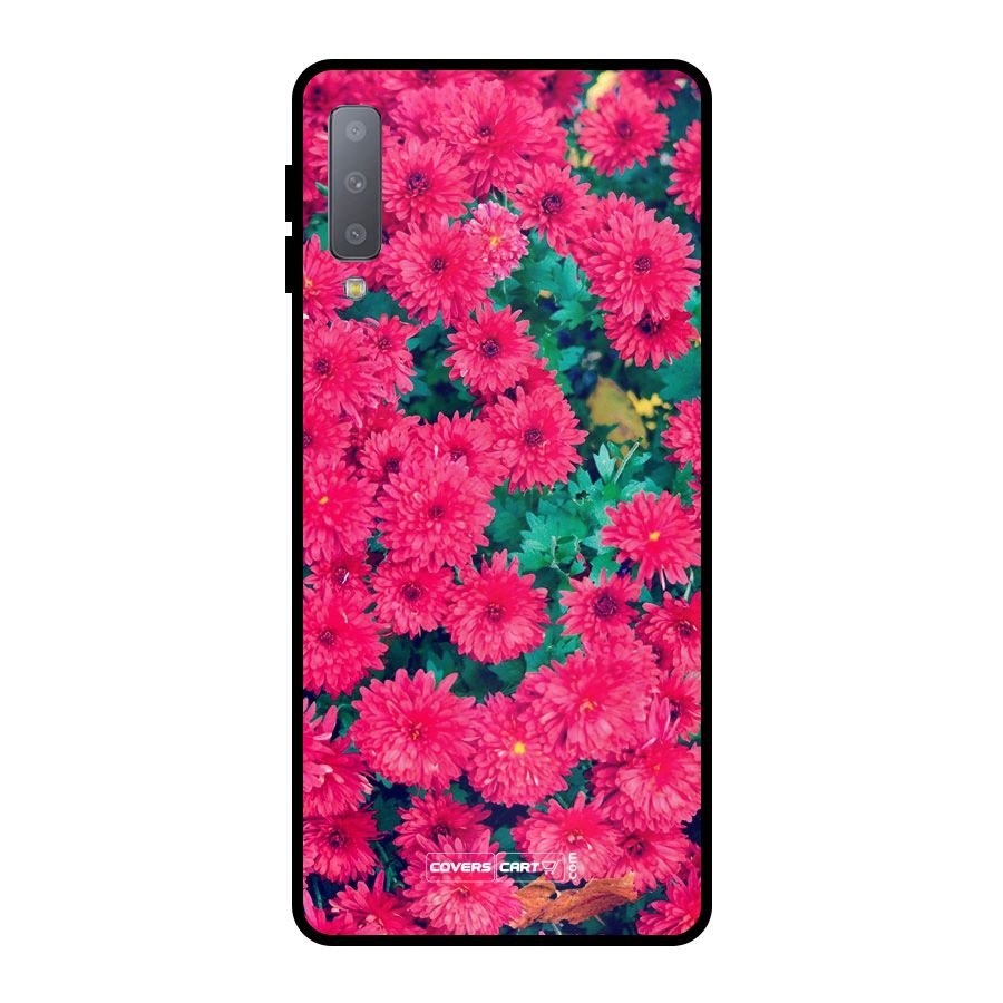 Pink Flowers Metal Back Case for Galaxy A7 (2018)