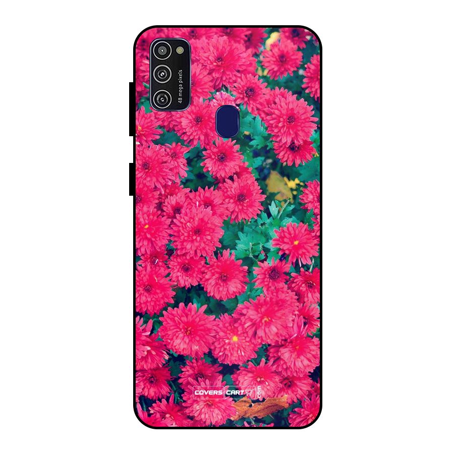 Pink Flowers Metal Back Case for Galaxy M21