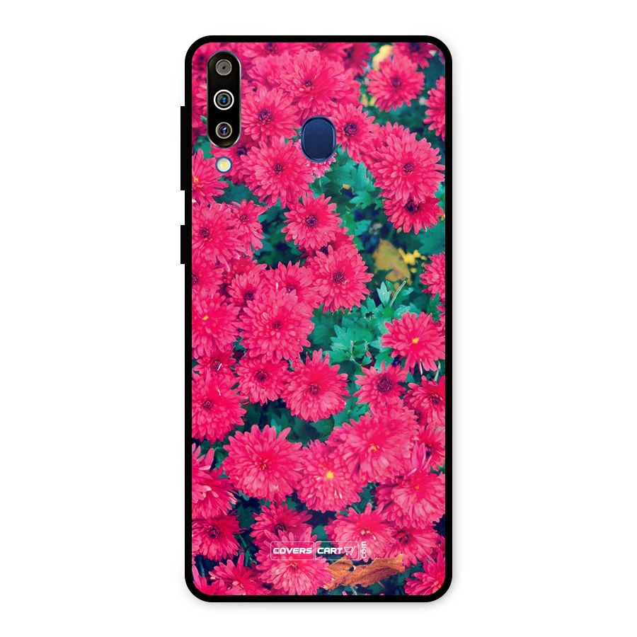 Pink Flowers Metal Back Case for Galaxy M30