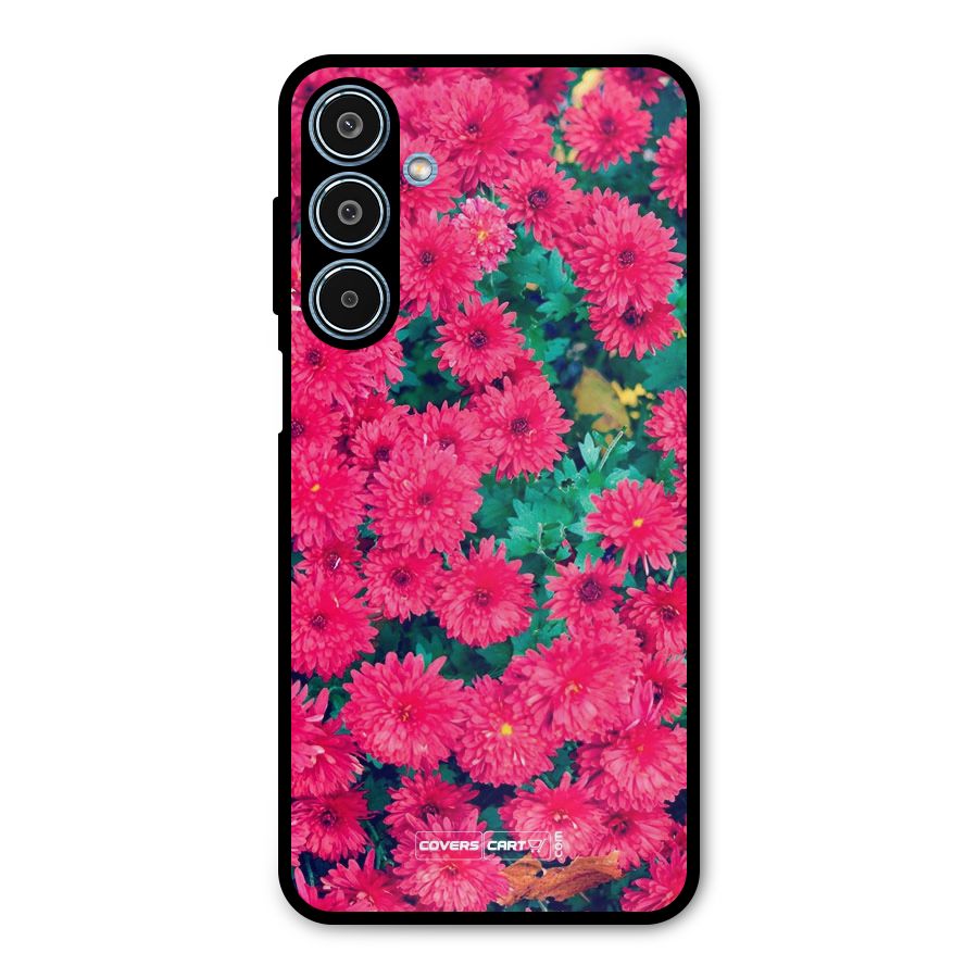 Pink Flowers Metal Back Case for Galaxy M35