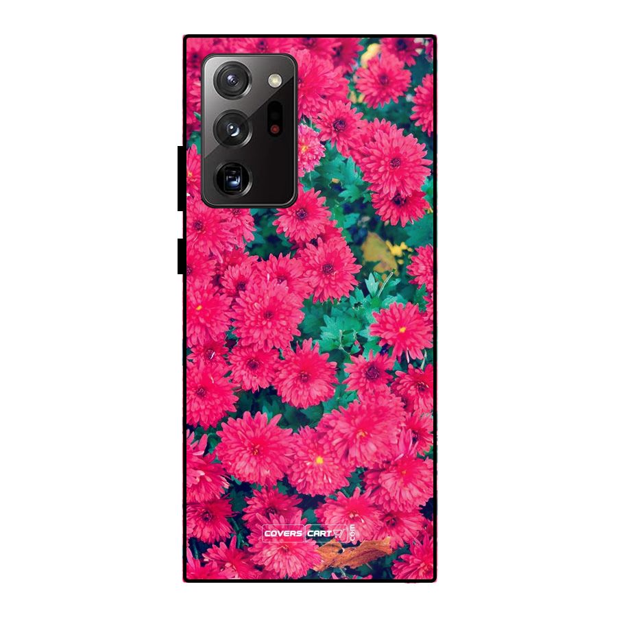 Pink Flowers Metal Back Case for Galaxy Note 20 Ultra 5G