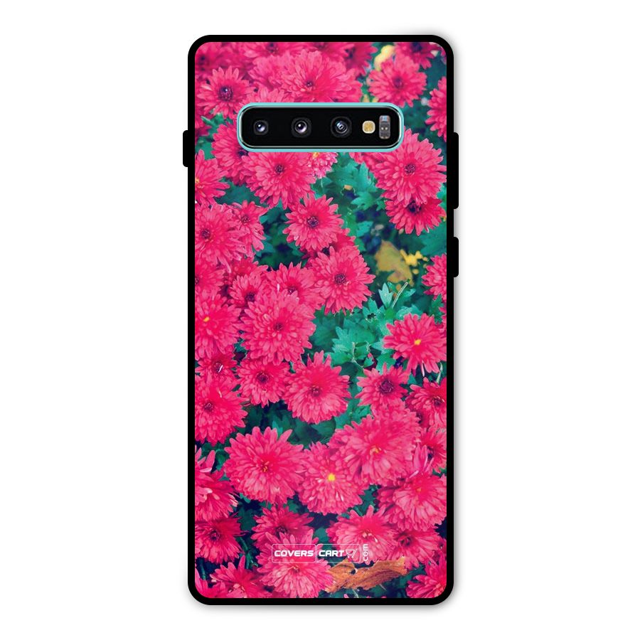 Pink Flowers Metal Back Case for Galaxy S10 Plus