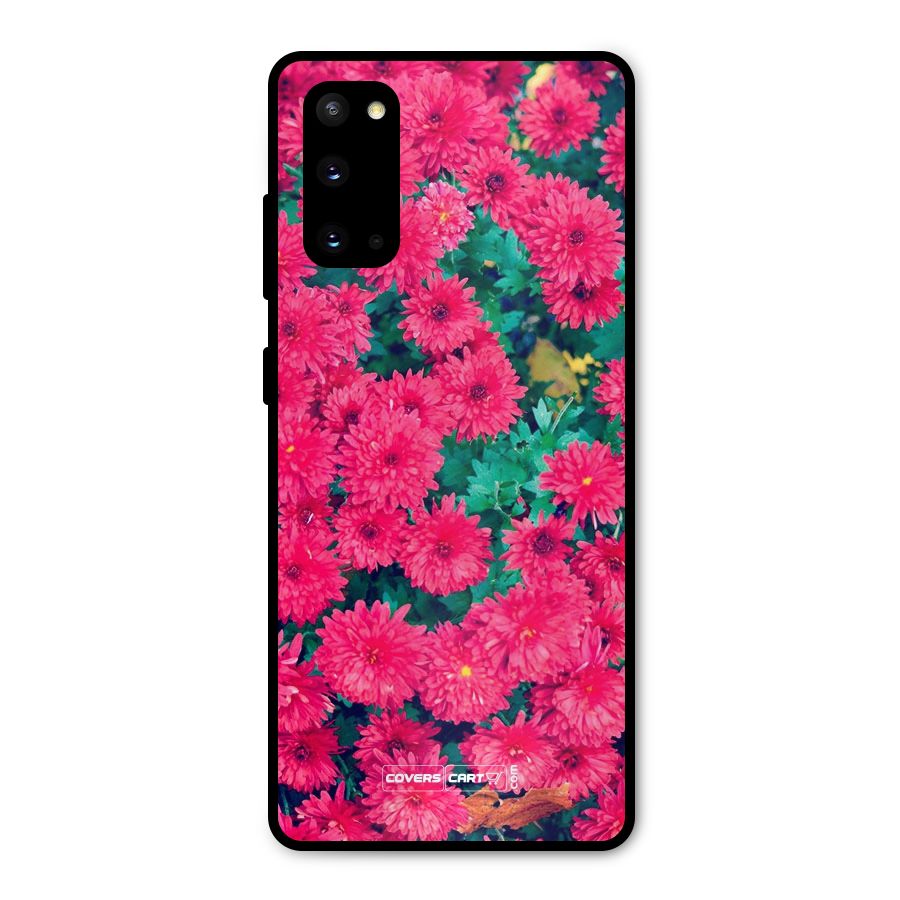 Pink Flowers Metal Back Case for Galaxy S20