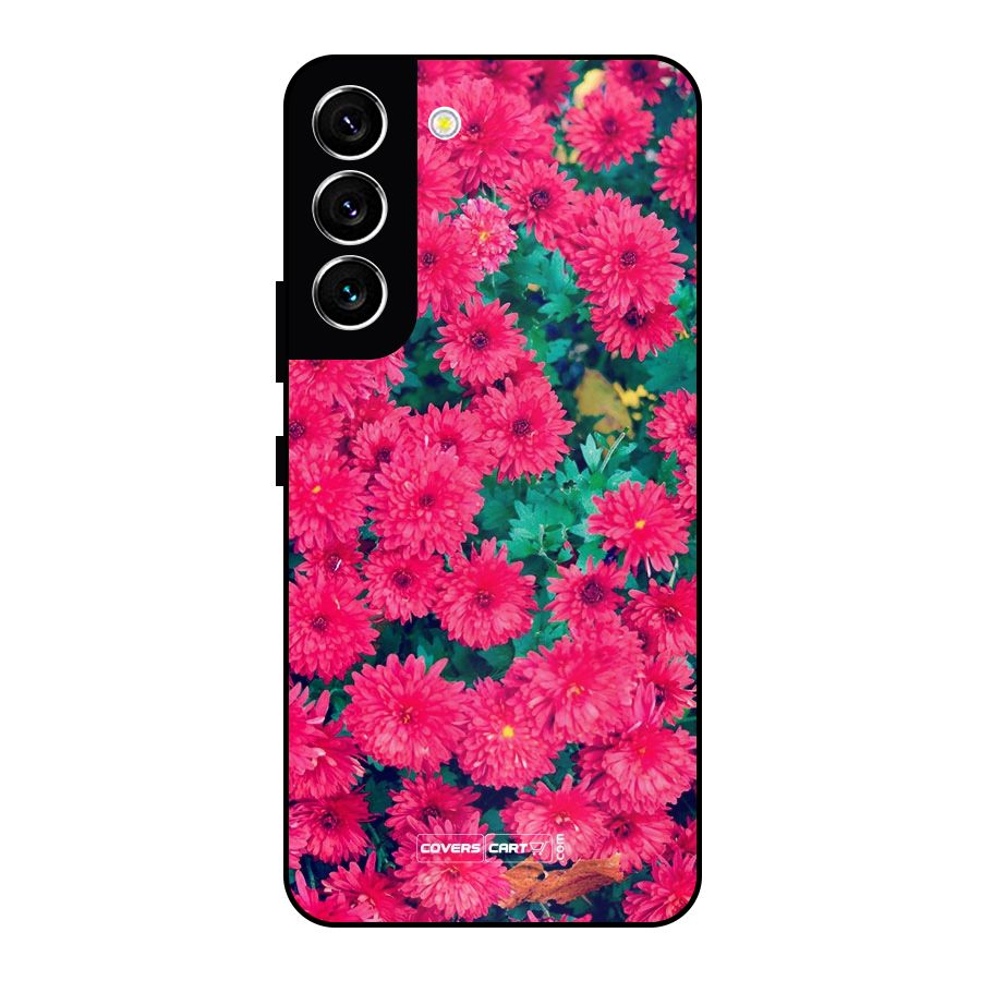 Pink Flowers Metal Back Case for Galaxy S22 5G