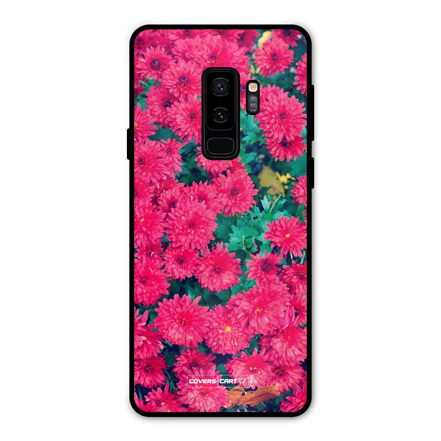 Pink Flowers Metal Back Case for Galaxy S9 Plus