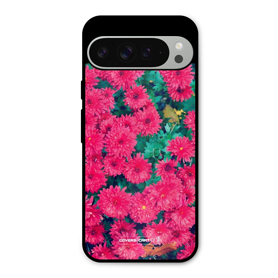 Pink Flowers Metal Back Case for Google Pixel 9 Pro XL