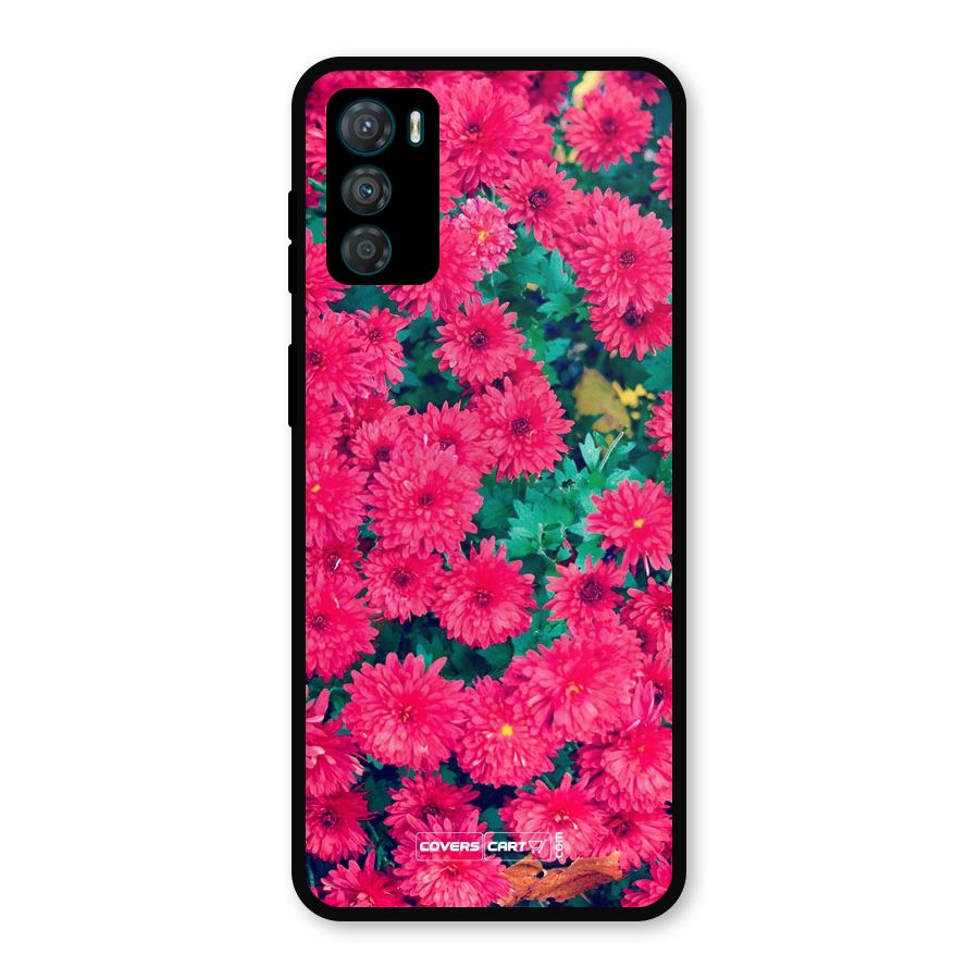 Pink Flowers Metal Back Case for Moto G42