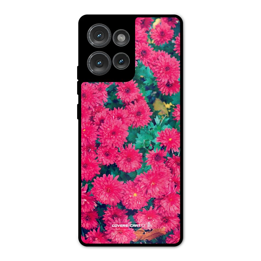 Pink Flowers Metal Back Case for Motorola Edge 50