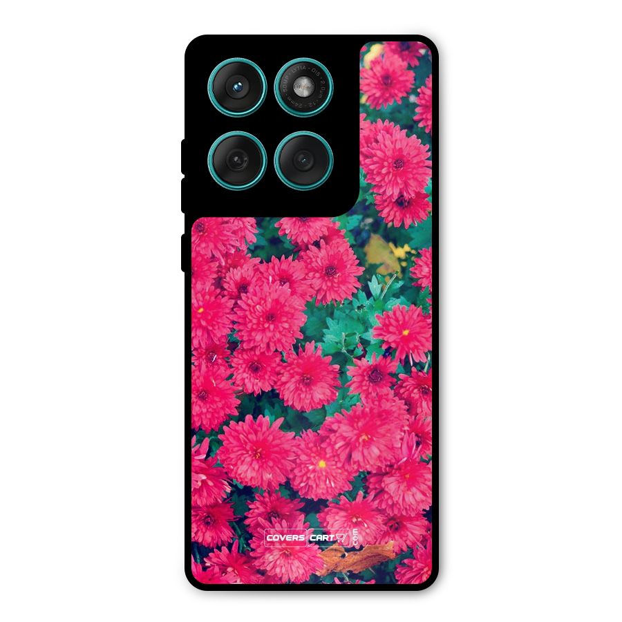 Pink Flowers Metal Back Case for Motorola Edge 60 Fusion