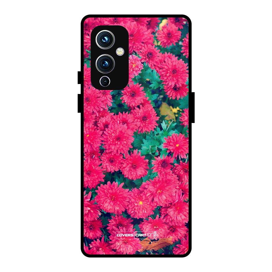 Pink Flowers Metal Back Case for OnePlus 9