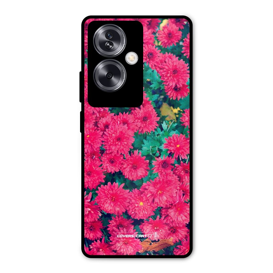 Pink Flowers Metal Back Case for Oppo A79 5G