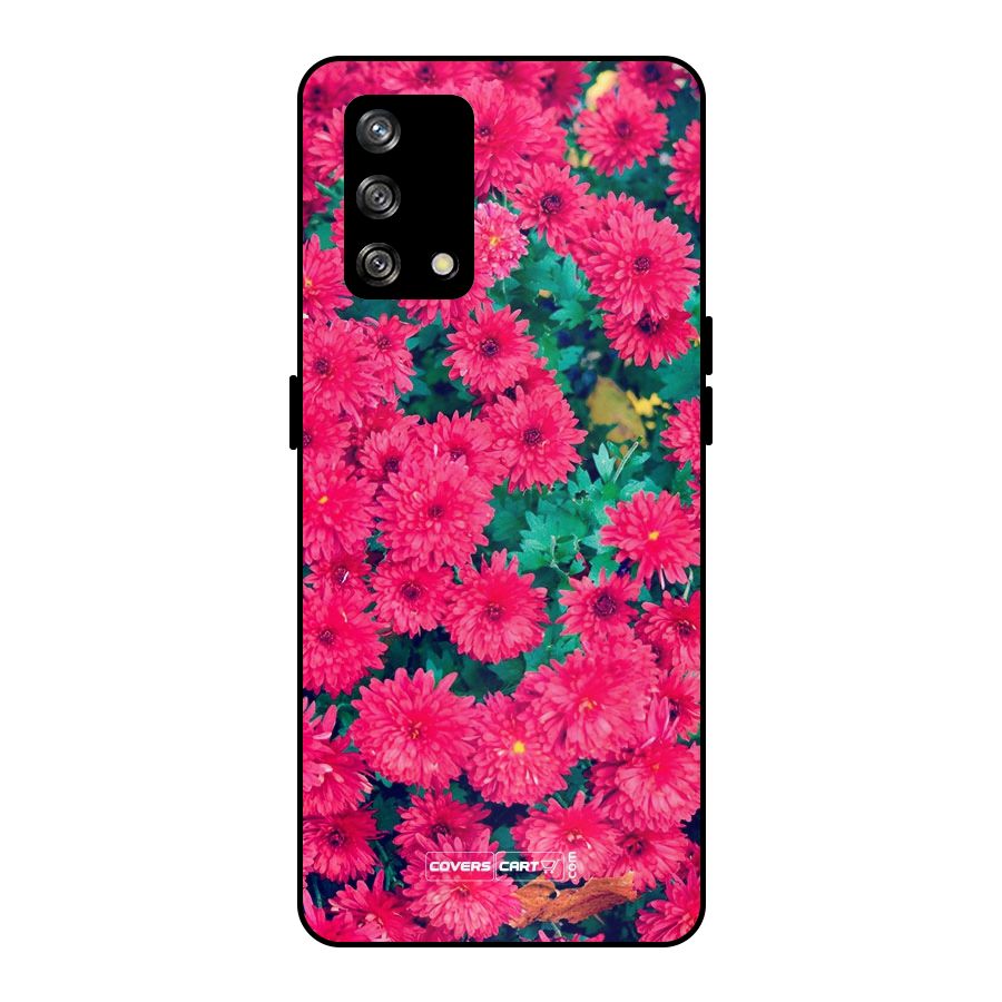 Pink Flowers Metal Back Case for Oppo F19