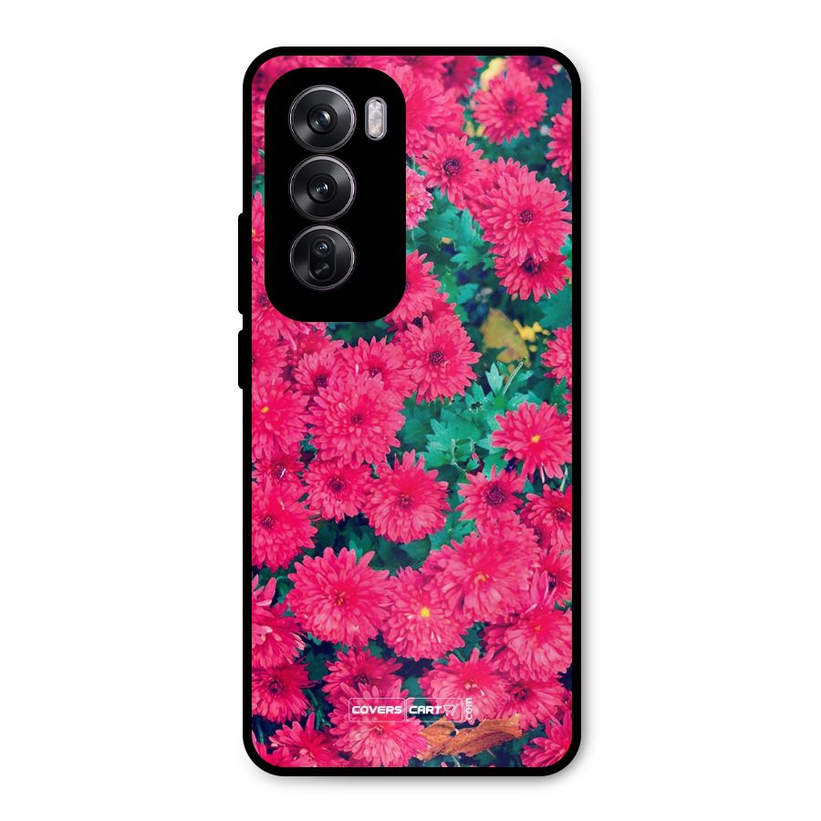 Pink Flowers Metal Back Case for Oppo Reno12 Pro