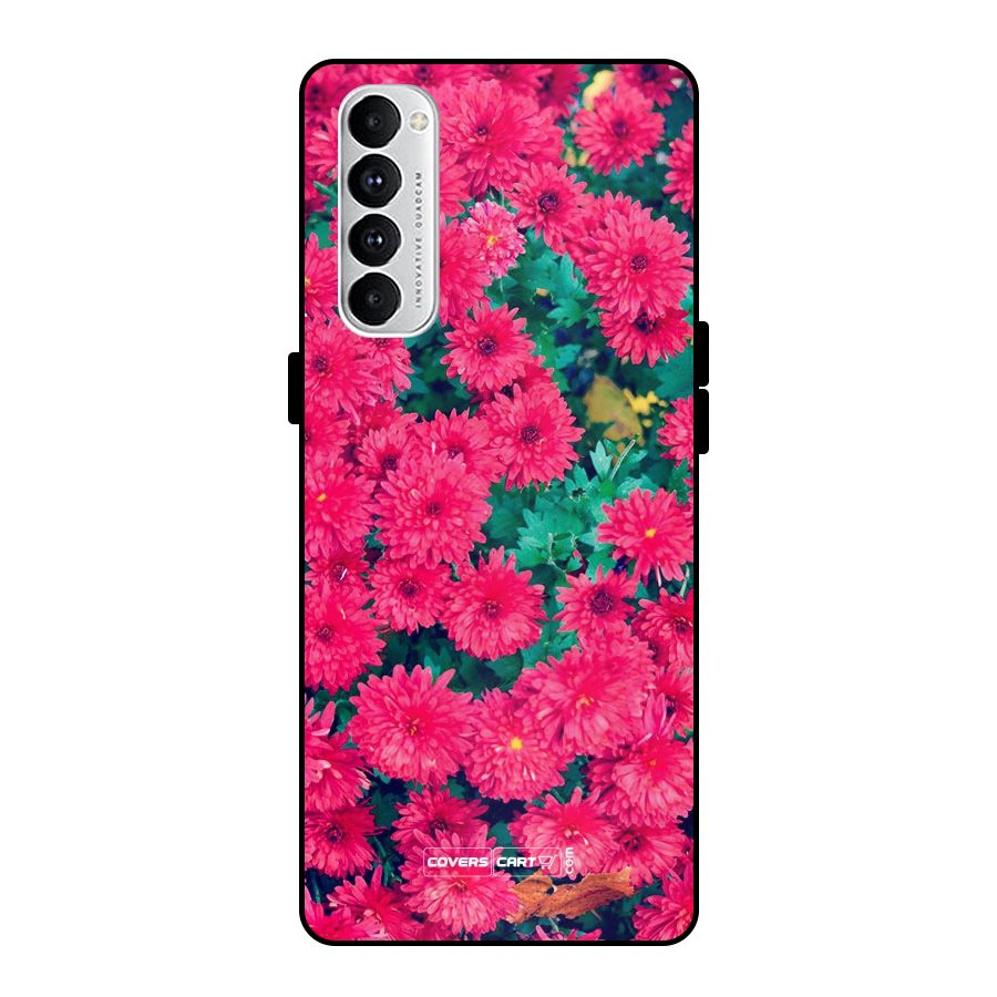 Pink Flowers Metal Back Case for Oppo Reno4 Pro