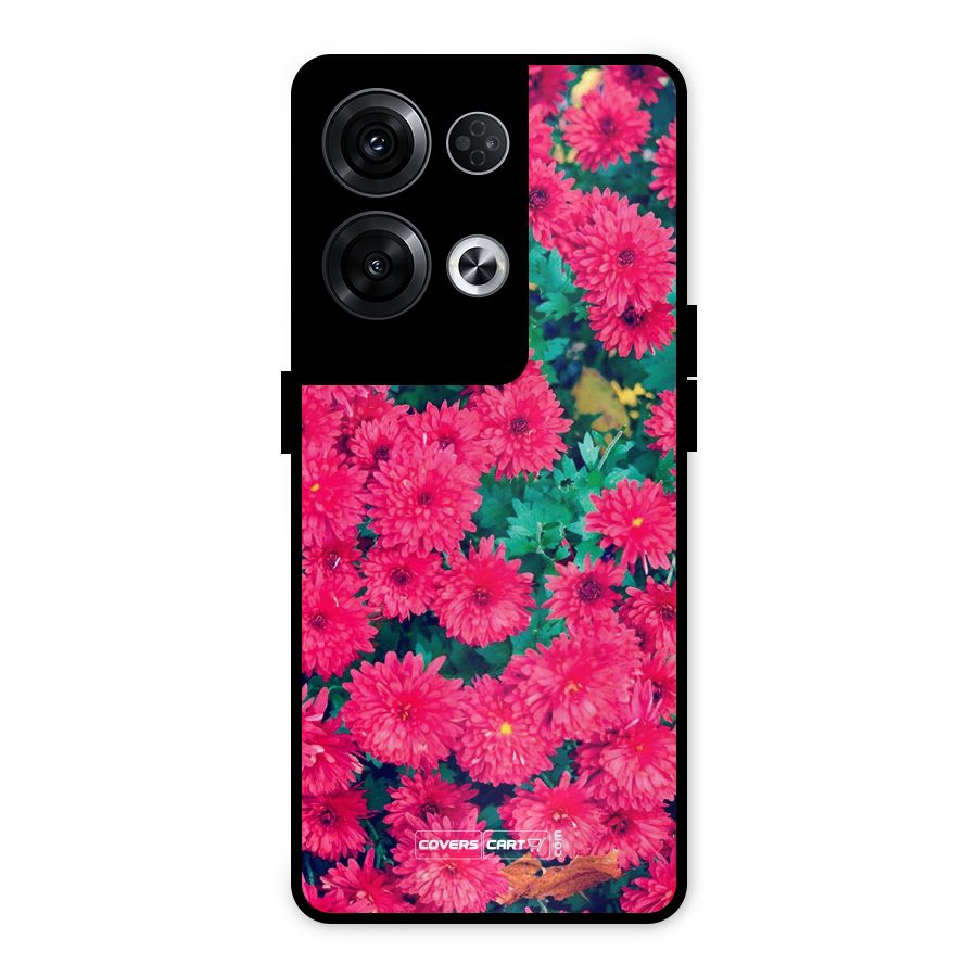 Pink Flowers Metal Back Case for Oppo Reno8 Pro 5G