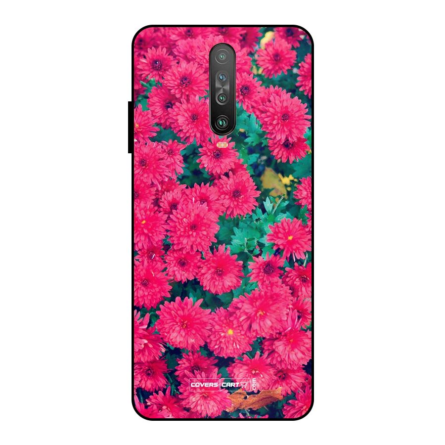Pink Flowers Metal Back Case for Poco X2