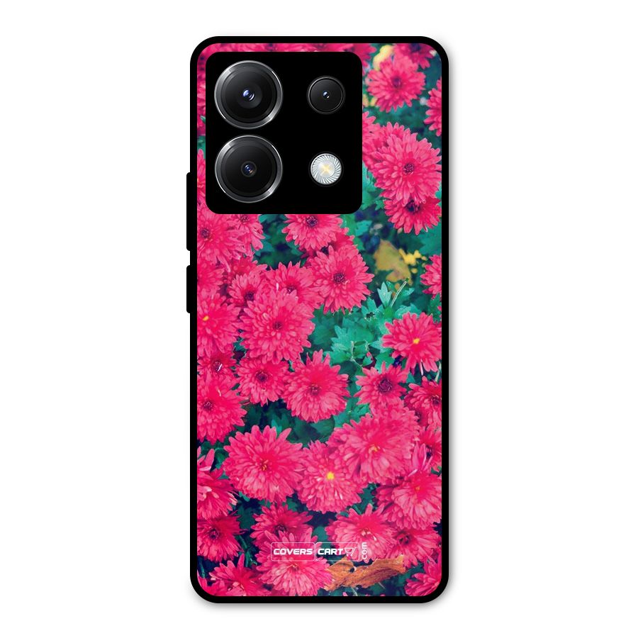 Pink Flowers Metal Back Case for Poco X6