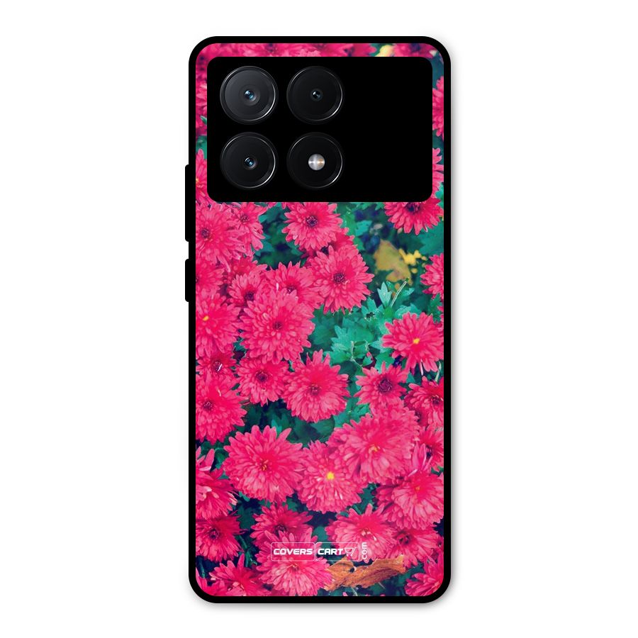 Pink Flowers Metal Back Case for Poco X6 Pro