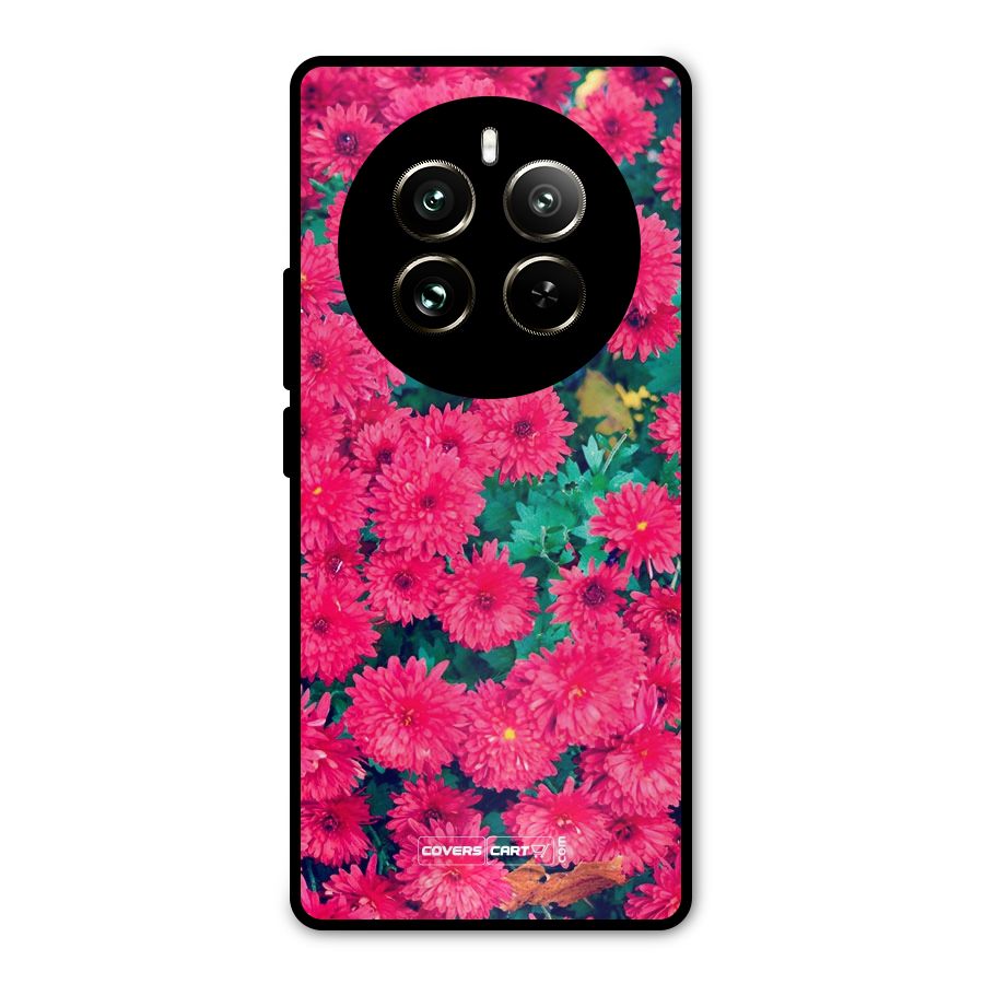 Pink Flowers Metal Back Case for Realme 12 Pro