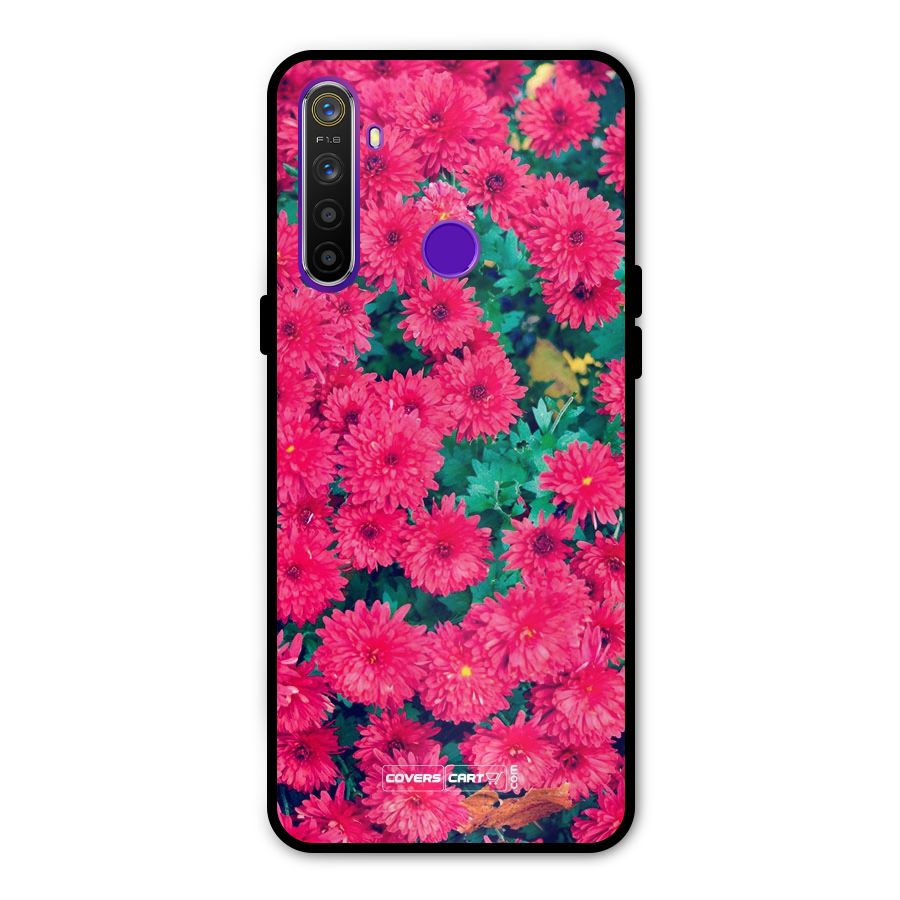 Pink Flowers Metal Back Case for Realme 5
