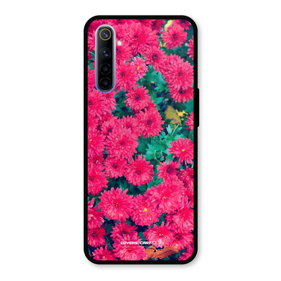 Pink Flowers Metal Back Case for Realme 6i
