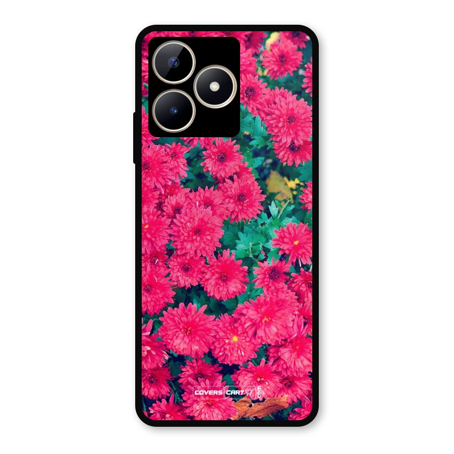Pink Flowers Metal Back Case for Realme C53