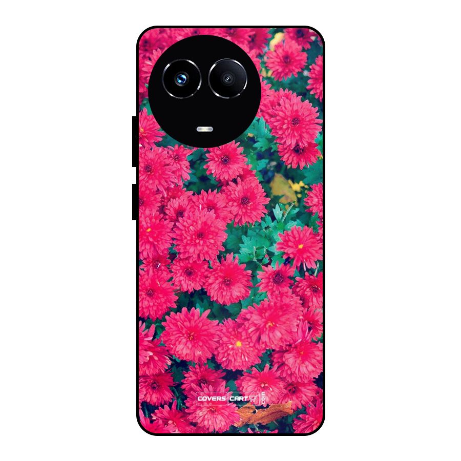 Pink Flowers Metal Back Case for Realme Narzo 60X