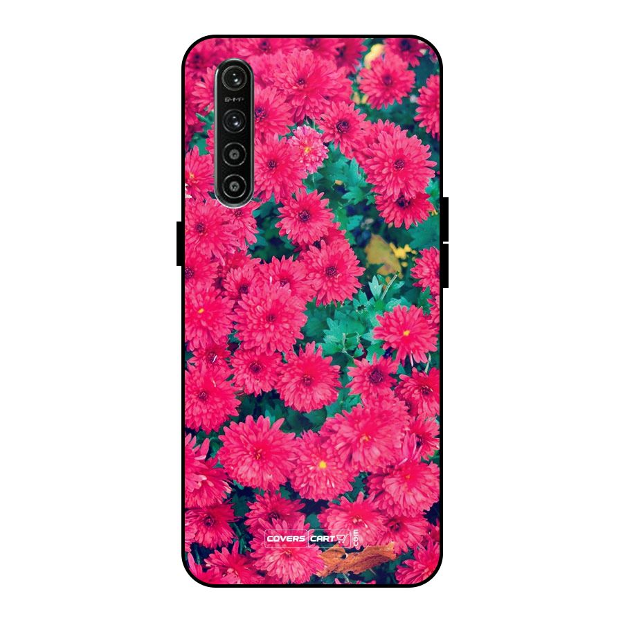 Pink Flowers Metal Back Case for Realme XT