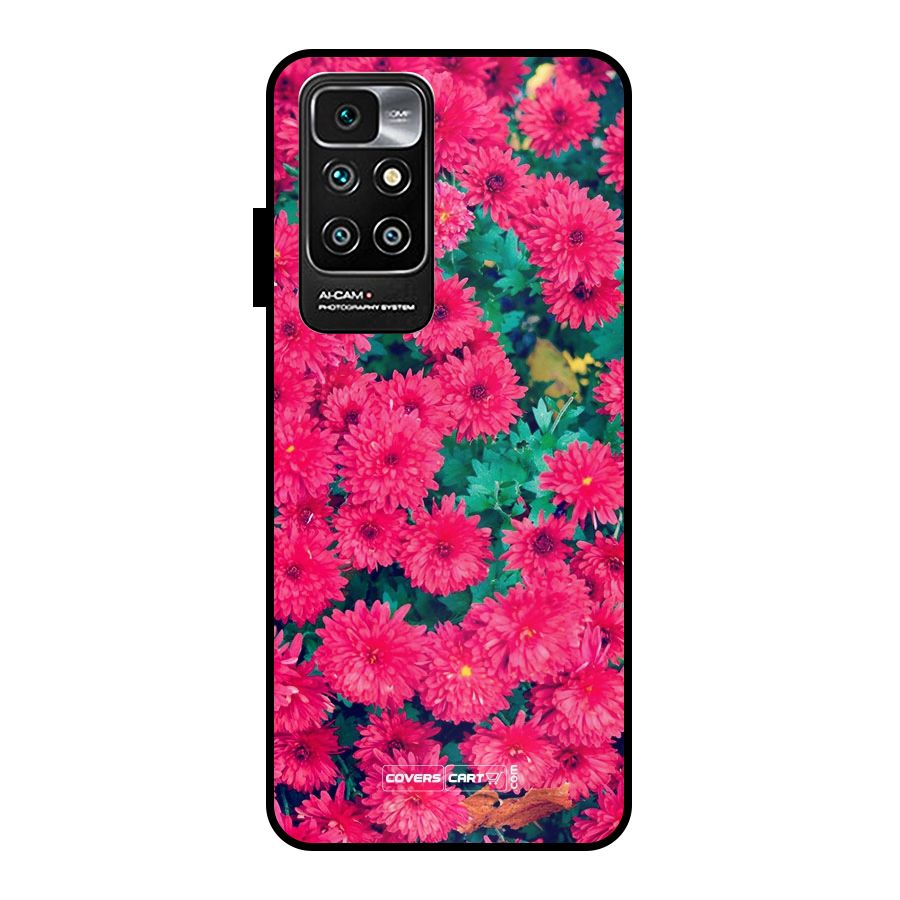 Pink Flowers Metal Back Case for Redmi 10 Prime