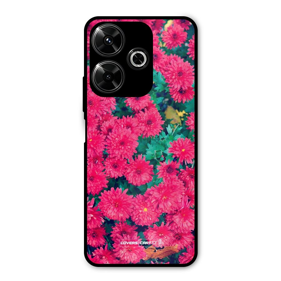 Pink Flowers Metal Back Case for Redmi 13 5G