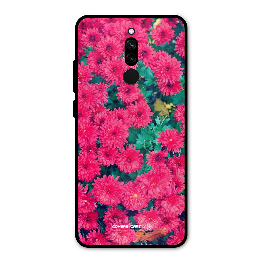 Pink Flowers Metal Back Case for Redmi 8