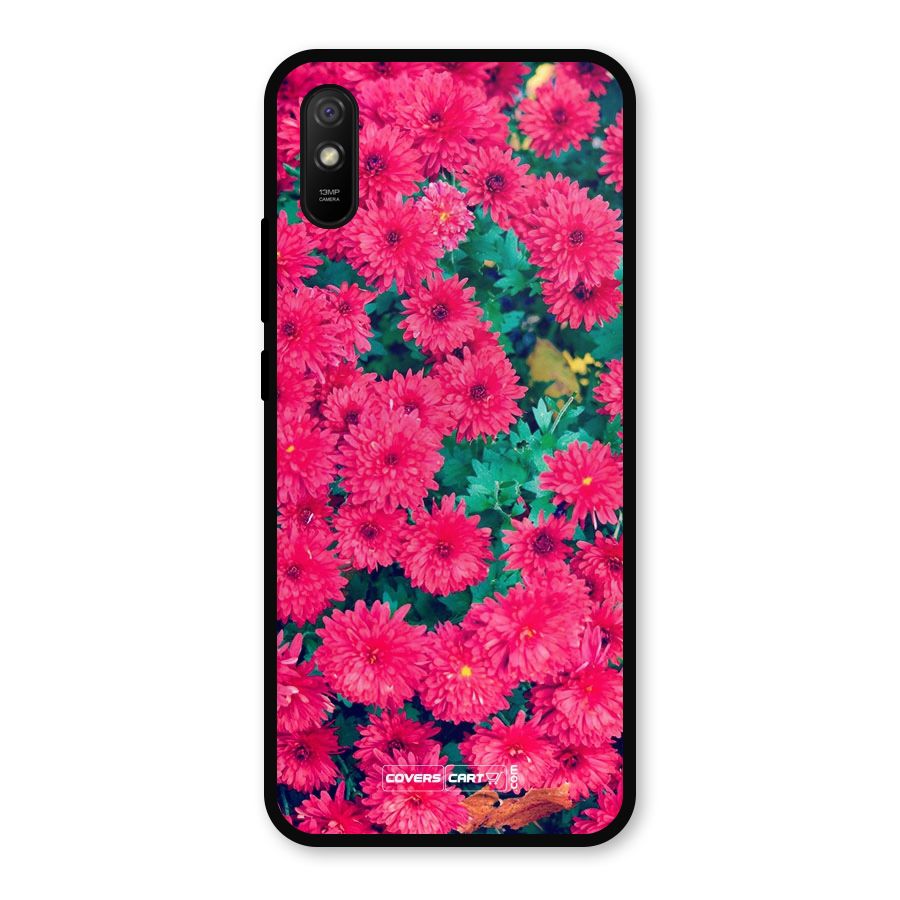 Pink Flowers Metal Back Case for Redmi 9i