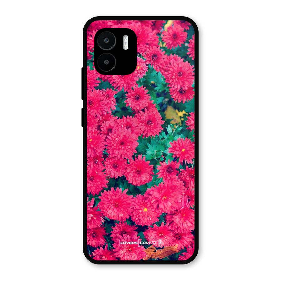 Pink Flowers Metal Back Case for Redmi A2