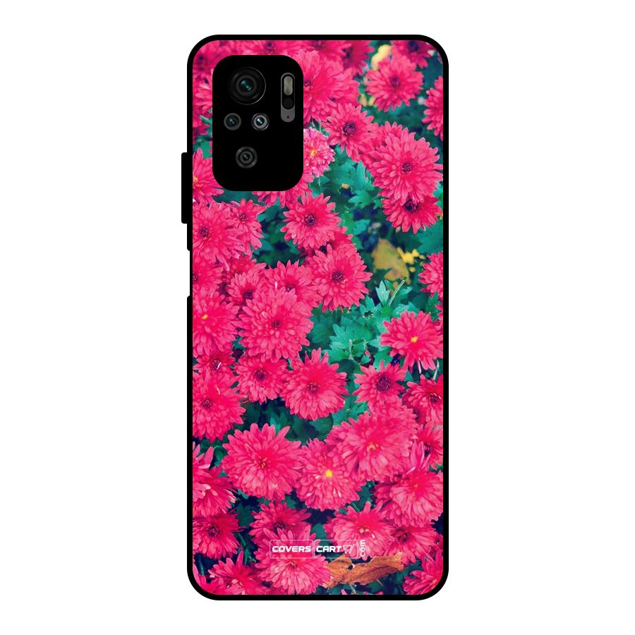 Pink Flowers Metal Back Case for Redmi Note 10S