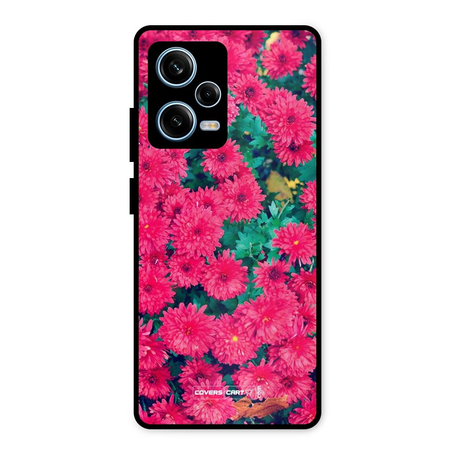 Pink Flowers Metal Back Case for Redmi Note 12 Pro