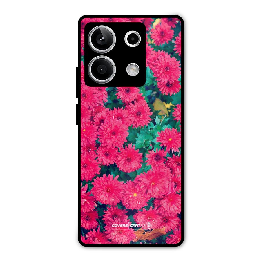 Pink Flowers Metal Back Case for Redmi Note 13 5G