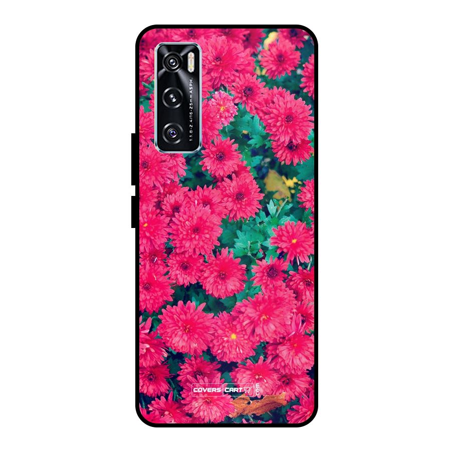 Pink Flowers Metal Back Case for Vivo V20 SE