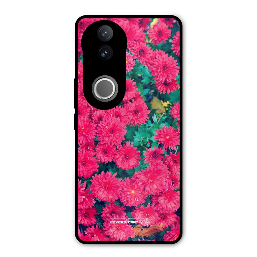 Pink Flowers Metal Back Case for Vivo V50e